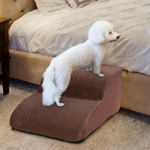 STARNINE Dog Steps For Bed Non Slip Pet Dog Steps For Sofa Soft Pet Ladder Steps Indoor Use Washable Sofa Steps High Density Foam (Brown, 2 Step, 2)