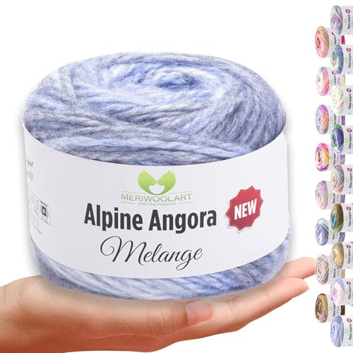 MeriWoolArt® Merino Wolle zum Stricken – 150 m Mehrfarbige Dicke Weiche Merinowolle für Pullover und Jacken – XXL Handstrickwolle – Voluminöse DIY Wolle für Schals, Decken, Tücher & Geschenke 6401