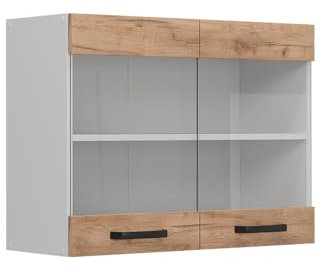 Vicco Küchenglasschrank R-Line, Goldkraft Eiche, 80 cm