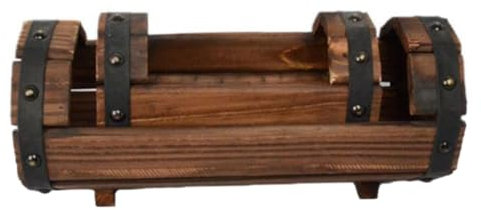 OFFSCH Caja De Madera Carbonizada Jardinera De Exterior Vintage Juego De 2 Macetas De Medio Barril