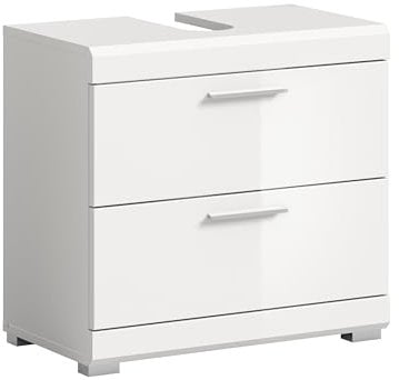 xonox.home Bad Scout X06A9707 Waschbeckenunterschrank Unterschrank Waschschrank in weiß Nachbildung und weiß Hochglanz tiefzieh, ca. B/H/T: 60x56x34 cm