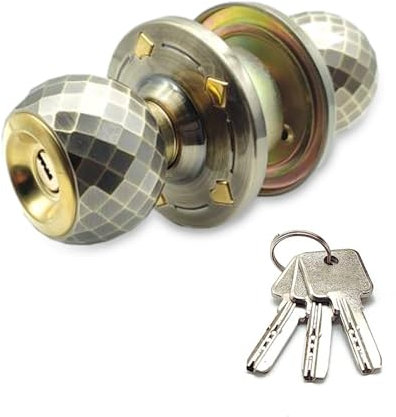 Tudaheuiy Pomello per Porta con Serratura a 3 Chiavi, Maniglia con Chiave per Porta d'Ingresso, Cilindro in Lega di Alluminio per Porta Anteriore e Interna, Installazione Facile(Bronzo Verde)