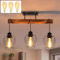 ZMH Retro Deckenleuchte Vintage Deckenlampe 3 flammige Holz Wohnzimmerlampe im Industrial Design mit höhenverstellbaren Strahlern aus Metall inkl. 3 × E27 2200K Leuchtmittel für Esszimmer