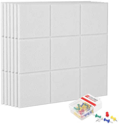 6Pcs Pinnwand Filz, 30X30cm Große Pinnwand Selbstklebend,Weiß | mit Pinnnadeln, DIY Filzboard Pin Board, Filzplatten Selbstklebend für Foto Hängen