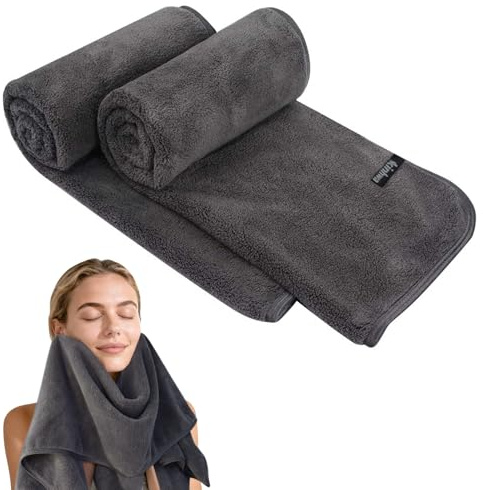 KinHwa Microfibre Soft Hand Towels for Bathroom Abosorbent Small Guest Towels Thick Face Towels 30cm x 50cm Fast Drying Washcloth for Bath, Spa, Gym 2pack black