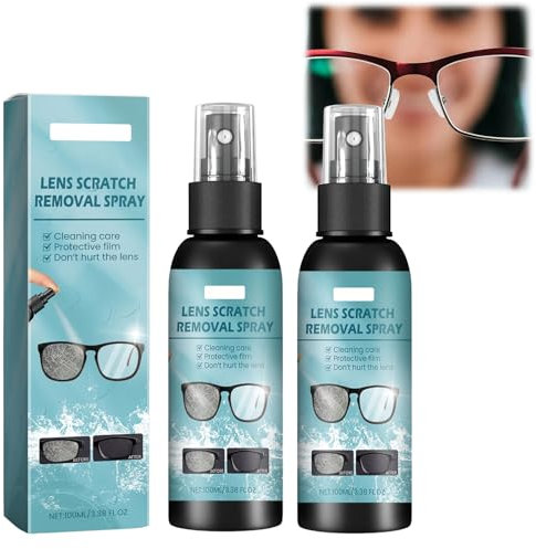 2 Pezzi Spray Rimuovi Graffi per Lenti Occhiali, Liquido Riparazione Graffi Vetri, Pulitore Lenti per Occhiali Da Sole, Schermi E Cristalli, Per Occhiali E Parabrezza