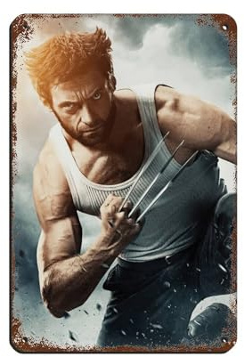 SHGJE Wolverine Logan Hugh Jackman Film-Blechschild, Vintage, Metall, Pub, Club, Café, Bar, Zuhause, Wandkunst, Dekoration, Poster, Retro, 20 x 30 cm