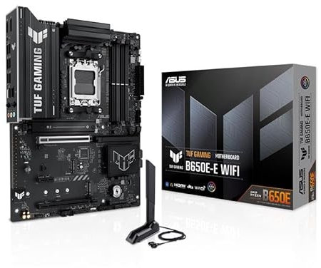 ASUS Scheda madre TUF GAMING B650E-E WIFI AMD AM5 B650 ATX, 8+2+1 80A DrMOS stage, DDR5, PCIe 5.0 Ready, 3x M.2, Wi-Fi 6E, 2.5 Gb LAN, DisplayPort, HDMI™, USB 20Gbps Type-C®, BIOS FlashBack™, Aura