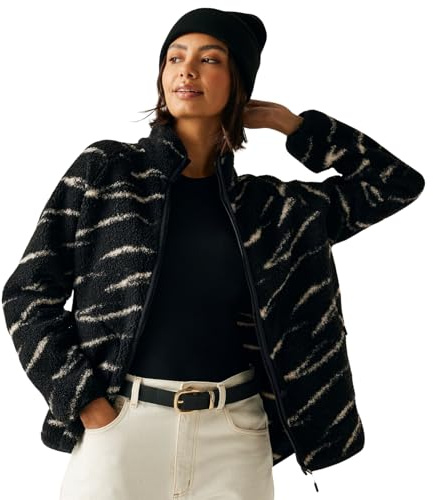 Regatta Womens Frankie Borg Full Zip Fleece - Black/Light Vanilla - 20