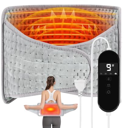 Heat Pads for Back Pain Relief,47''x11'' Heat Pad with 9 Settings,Timer and Auto Shut Off,Heating Pad with Warming Pocket for Period Pain Relief,Electric Heat Pad for Abdomen Waist Back Et,Washable