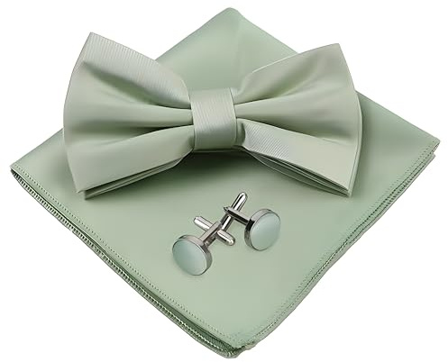 BOZILY 3 Stück Herren-Set:fliege mit einstecktuch+manschettenknöpfe herren–Premium Seidenstoff & Elegantes Design,Perfekt für Hochzeiten,Geschäftstreffen–Ideal für Männer,Formelle Anlässe