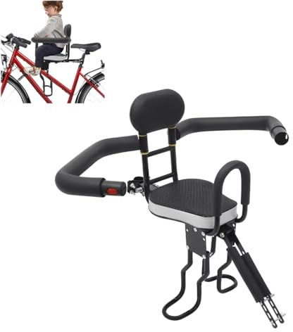 Armanyya Siège de vélo pour enfant, siège de sécurité réglable, support avant, capacité de charge 80 kg, hauteur de la pédale 21-26 cm, pour enfants âgés de 1 à 5 ans, noir