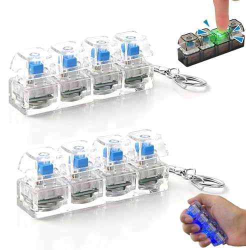Tastatur Fidget – Tastatur SchlüSselanhäNger Mit Led Licht, 4-Tasten Anti Stress Tastatur AnhäNger, Fidget Tastatur FüR Stressabbau, Spielzeug FüR BüRo, Schule & Reisen, Erwachsene & Kinder (B)