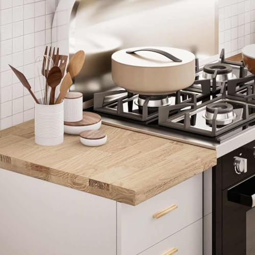 SooIarix Encimera de cocina de madera maciza de roble 40 x 63,5 x 4 cm, placa de madera rectangular para cocina, baño, escritorio, encimera duradera