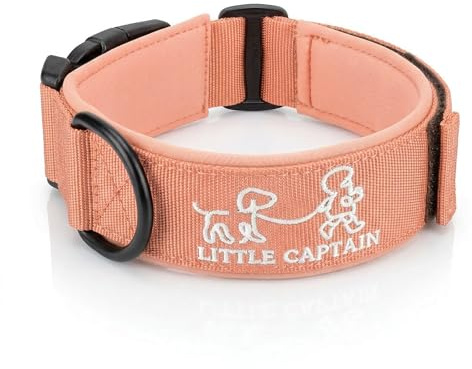 little Captain Lieblingshalsband | perfekte Ergänzung zur Zauberleine | Gepolstertes Hundehalsband mit Wow-Effekt | robuste Schnalle und größenverstellbar | Halsband für Familienhunde (Pfirsich, L)
