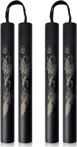 EDHA 2 varillas de entrenamiento de goma musga, para artes marciales, adecuadas para principiantes, 10 x 1,3 pulgadas (negro)