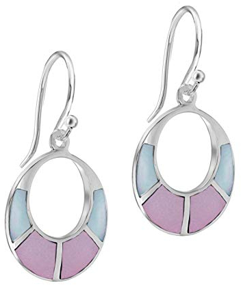 Tuscany Silver Ohrhänger Sterling Silber Ausgeschnitten Rosa und Blau Perlmutt