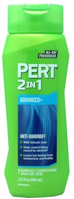 Pert Anti-Dandruff 2 in 1 Shampoo and Conditioner - Advanced Shampoo Conditioner with 2 Percent Salicylic Acid - Dandruff Shampoo with Zinc - 13.5 oz