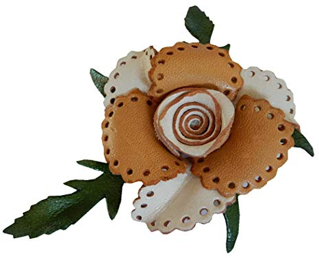 Unbekannt Broche fleur en cuir véritable blanc 8 cm