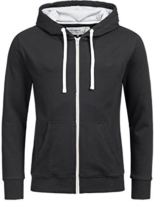 Banqert Herren Hoody, Faire Löhne, Purified Cotton, Männer Hoodie-s Kapuzenjacke-n Kapuzen-Sweater mit Reissverschluss Men, Schwarz Black L Large