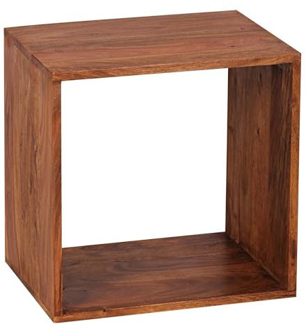 FineBuy Standregal Massivholz 43,5 cm Cube Regal Holzregal Naturprodukt Beistelltisch Landhausstil