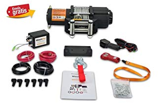 WinchPro - Cabrestante Eléctrico 12V 2000kg/4500lbs, 15m De Cuerda De Acero, 2 Mandos A Distancia (1 Inalámbrico, 1 Cable), Placa De Montaje, Ideal Para Atv, Buggies, Remolques Quads Y Barcos
