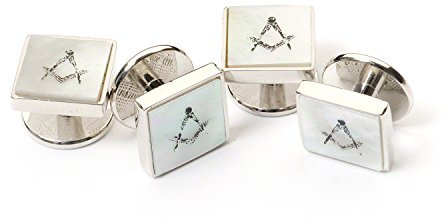 The Masonic Collection - Perlmutt-Ohrstecker – Silber rhodiniert – Lieferung in Chrom-Manschettenknopf-Box – ein nützliches Geschenk Accessoire für Freimaurer