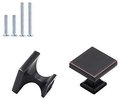 goldenwarm 5Pcs Vintage Square Knobs for Drawer Wardrobes Cupboards Cabinet Knobs Bathroom Knobs for Cabinets Oil Rubbed Bronze Kitchen Bathroom Furniture Handles Zinc Alloy