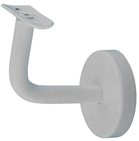 TIBU Handlaufhalter Modell F Edelstahlhalter Weiss pulverbeschichtet gewinkelt mit Halterplatte