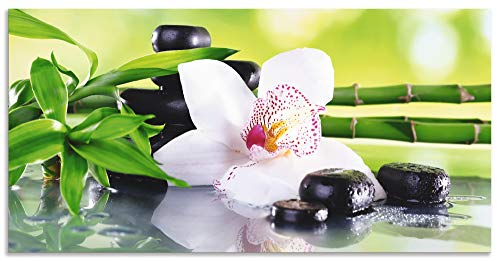 ARTland Spritzschutz Küchenrückwand aus Alu für Küche Herd Spüle 100x50 cm (BxH) mit Motiv Natur Zen Pflanze Spa Steine Bambus Asien Orchidee T9IQ