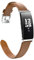MoKo Leather Strap Compatible with Fitbit Inspire 2/HR/Inspire, Premium Leather Replacement Watch Band with Connector for Women Men, Brown