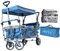 IMLEX Bollerwagen faltbar mit Dach IM-4268 mit passendem Zubehör (Blau, Mit Regenschutz + Kühltasche)