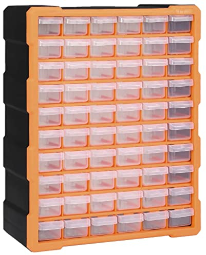 vidaXL Multi-Schubladen Organizer mit 60 Schubladen Sortierkasten Sortimentskoffer Sortimentskasten Sortimentsbox Kleinteilemagazin 38x16x47,5cm