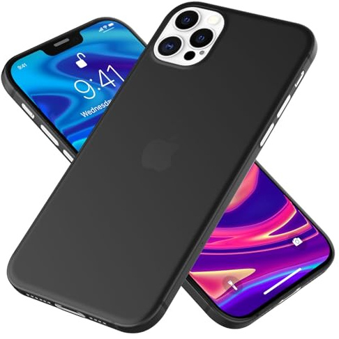 NALIA Ultra Slim Hardcase für iPhone 12 Pro Max - Matt - Hülle, Schwarz | Vergilbungsschutz, UV-stabiles Polycarbonat, Linsen einzeln umschlossen, Anti-Fingerprint, Soft-Touch Grip