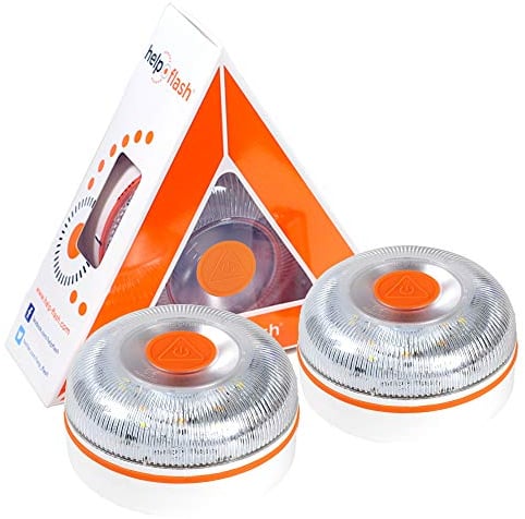 HELP FLASH PK2903 2X V2 2021, Luz de Emergencia, Señal preseñalización de Peligro y Linterna, Homologada, Normativa DGT, V16, con Base imantada, Amarillo Auto, 2 Unidades