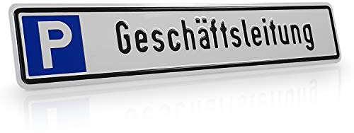 Betriebsausstattung24 Geprägtes Geschäftsleitung Parkplatzschild - Aluminium 43,0 x 8,0 cm - Nummernschildform - für Ihren Parkplatz & Stellplatz