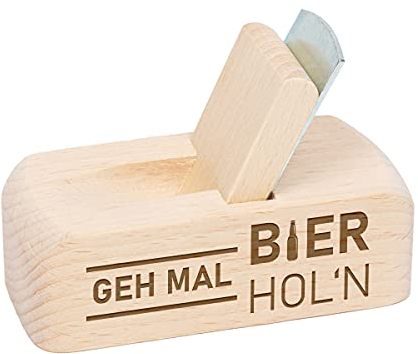 polar-effekt Kronkorkenöffner für Bierflaschen aus Holz mit Wunschmotiv - Party & Spaß Geschenk - Partygäste, Biertrinker - echte Genießer - Motiv GEH mal Bier hol'n