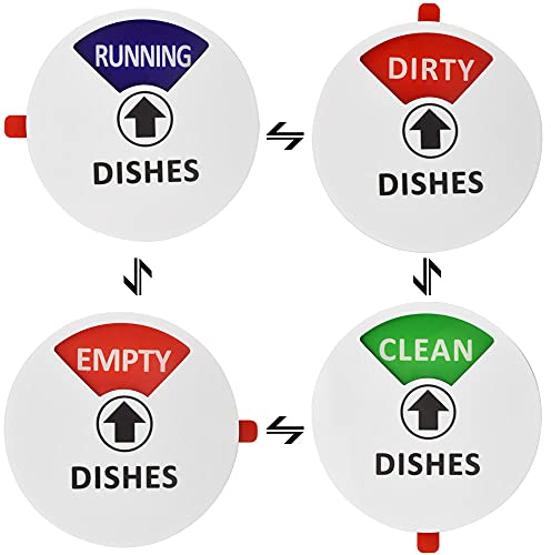VCRANONR Dishwasher Magnet Clean Dirty Sign Double Sided Strong Kitchen Flip Indicator Universal Kitchen Dish Washer Reversible Indicator with Running Clean Dirty and Empty Options for All Dishwashers
