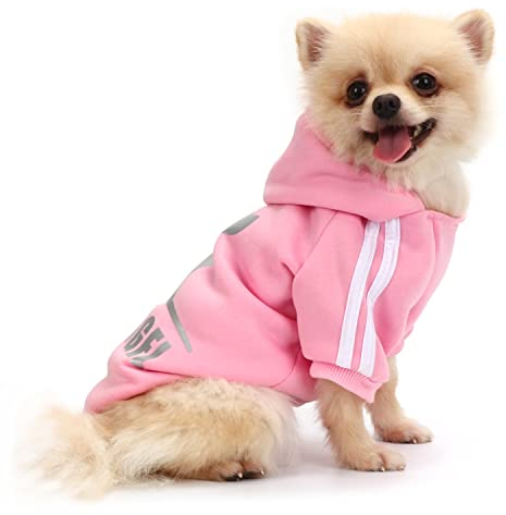 QiCheng&LYS Hunde Hoodie,Kleine Hunde Strickpullover Wintermantel Für Kleine Hunde (Rosa, XS)