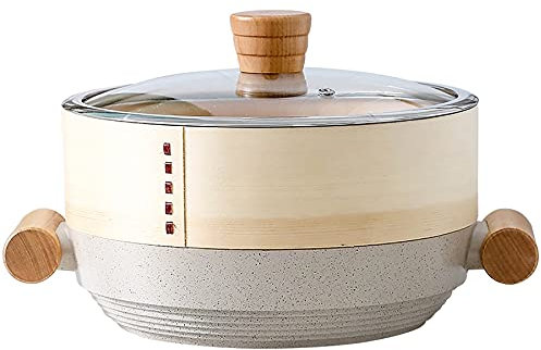 Dampfertopf/Suppentopf/Hotpot Maifan Stein mit Dampfer Haushalt Gedämpfter Bröttopf Doppelohr Aluminiumtopf Induktionkocher (Size : 32cm)