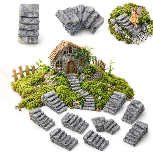 10pcs Stair Ornaments Decor for Table Potted Plant Micro Landscape Ornaments Fairy Garden Fish Tank Supplies Succulent Planter Decor Pot Plant Dollhouse Stone Steps Resin Cake Mini