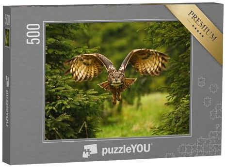 puzzleYOU: Puzzle 500 Teile „Studie eines fliegenden Uhus“ – aus der Puzzle-Kollektion Vögel, Eulen, Exotische Tiere & Trend-Tiere