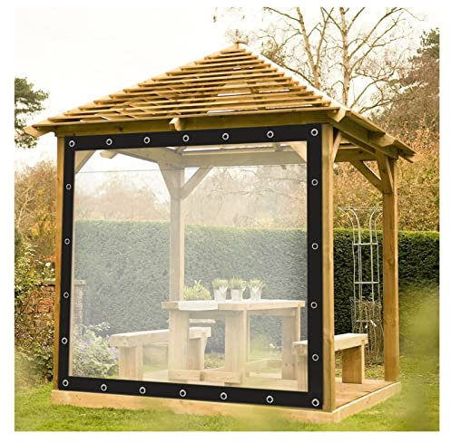ZWYSL wasserdichte Seitenwände Der Pergola Für Den Außenbereich Transparente wasserdichte Plane Mit Ösen Outdoor-PVC-Vorhang Erhältlich Für Pavillon, Gartenpflanzen Bedecken