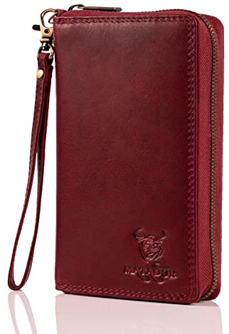 MATADOR Leder Geldbörse Damen Pink Groß #Cadiz mit Geschenk Verpackung, Luxus RFID Geldbeutel Damen Gross, Geldtasche Frauen Viele Fächer, Edles Portemonnaie Pink Brieftasche Frauen