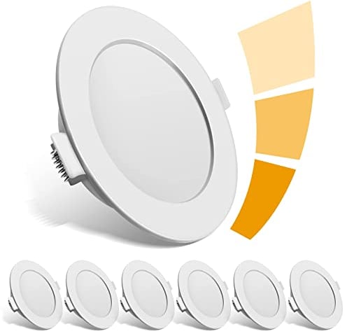 LED Einbaustrahler ultra Flach 230V LED Spots 3 stufe Dimmbar Einbauleuchten 6er Set IP44 Deckenspots 6W Neutralweiß Deckenstrahler 4000K für Wohnzimmer Badezimmer Einbautiefe 26mm
