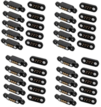 Cpolebev 20 Paar 3-Poliger Federbelasteter Magnetischer Pogo-Pin-Stecker, 3 Positionen, Magnetabstand 2,3 Mm, Durchgangslöcher, Männlich, Weiblich, Sonden-Ersatzzubehör