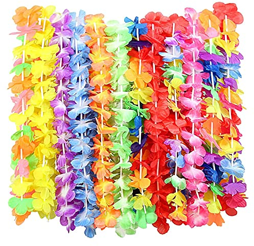 NIWWIN 20 Confezioni di Fiori Hawaiani Leis, Forniture per Luau, Collane di Fiori Elastici, Decorazioni Tropicali Hawaiane, Bomboniere per Feste di Compleanno in Spiaggia