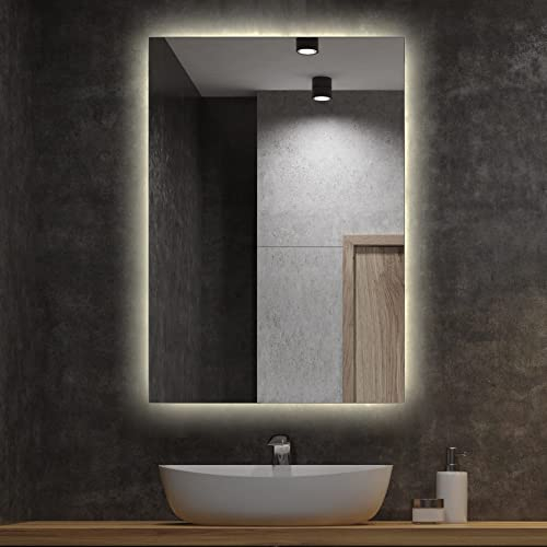 Tulup LED-Spiegel 100x70 cm Wandspiegel Groß mit Beleuchtung Warmes Licht Dekoration Badezimmerspiegel