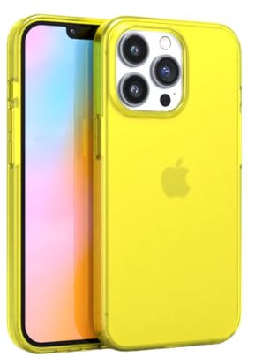 FELONY CASE - iPhone 14 Pro Max Neon Yellow Clear Protective Case, TPU and Polycarbonate Shock-Absorbing Bright Cover - Crack Proof with a Gloss Finish - Full iPhone Protection