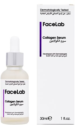 FaceLab Collagen Serum, Anti-Aging-Formel, reduziert Falten und Hauterschlaffung, spendet Feuchtigkeit und macht die Haut geschmeidig, Antioxidantienschutz, für alle Hauttypen, 30ml
